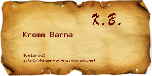 Kremm Barna névjegykártya